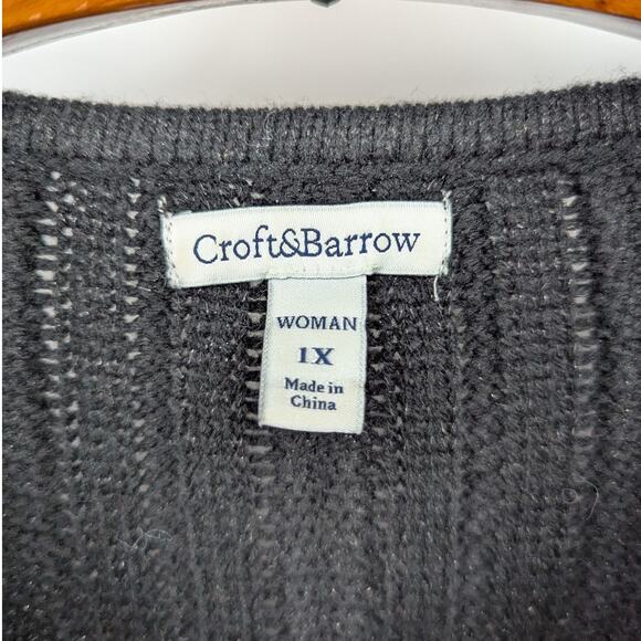Croft & Barrow Black Knit Sweater Woman 1X Layering Old Money Timeless Top Cozy - Picture 3 of 5
